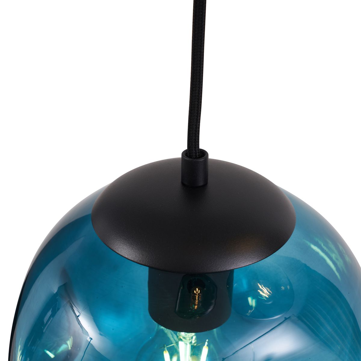 Art deco hanglamp zwart met blauw en groen glas 3-lichts - Douglass