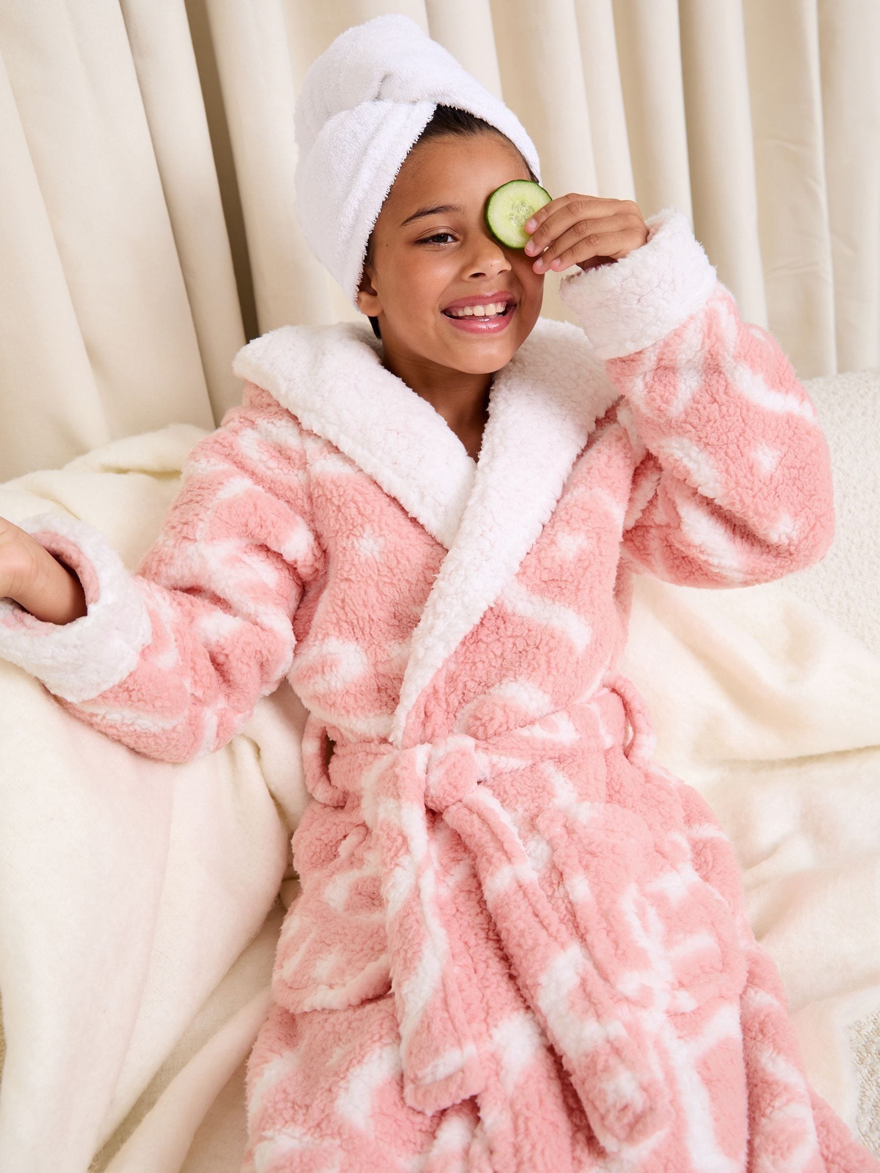 Lipsy Soft Touch Borg Bow Hooded Dressing Gown (5-16yrs)