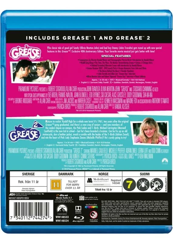 Grease 1 & 2 (Remastered)(Blu-Ray)