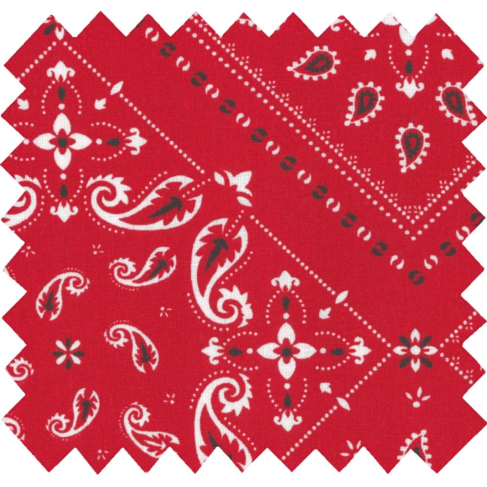 Tissu Coton Au Mètre Ex2214 Bandana Rouge