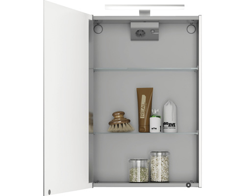 Jokey Singlealu spiegelkast, 45 x 15,5 x 71,3 cm, aluminiumkleurig, 1-deurs, LED, IP20