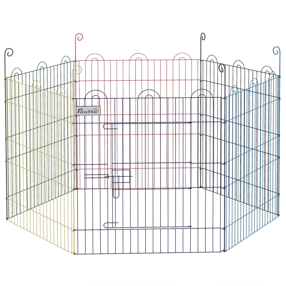 PawHut Puppy Playpen, Ø120 x 60H cm, Metaal, Veelkleurig