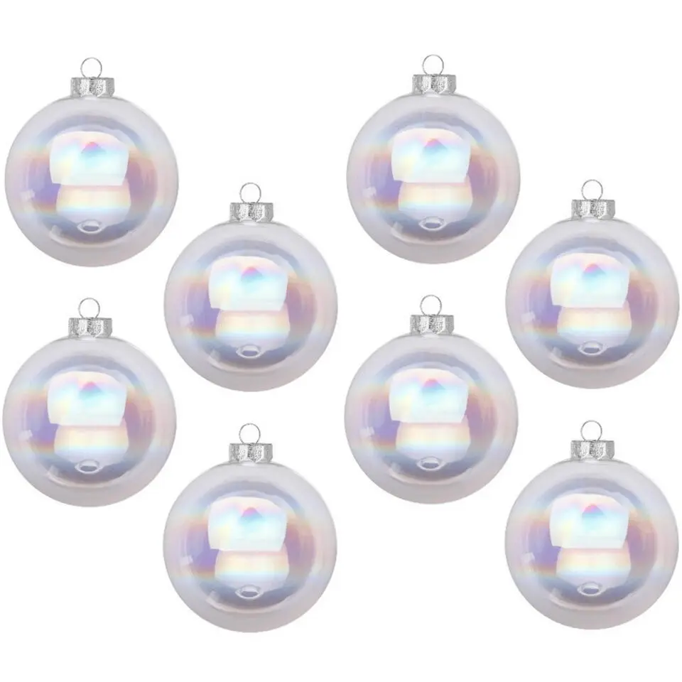 Inge Christmas Goods Kerstballen - 12x st - transparant parelmoer - D8 cm - glas