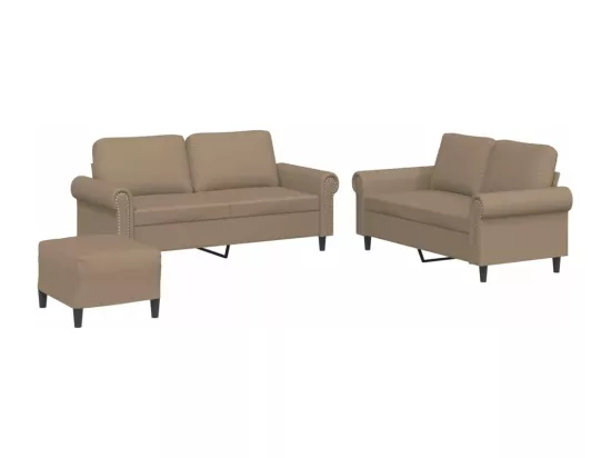 Ensemble de canapés 3 pcs avec coussins Cappuccino Similicuir