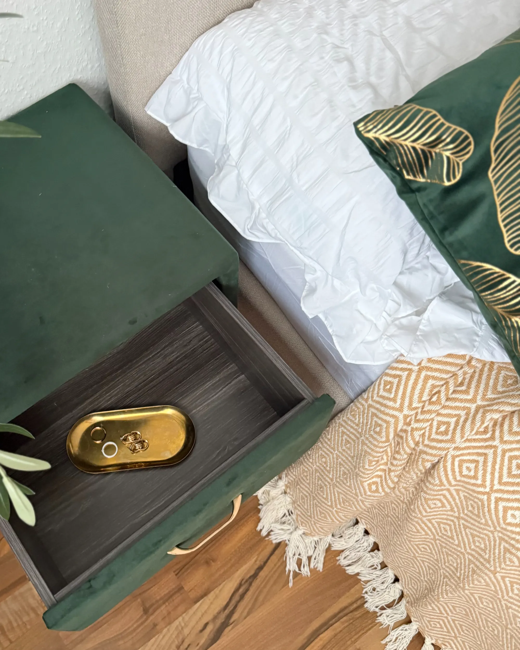 Nachtkastje met 1 lade FLAYAT Fluweel Smaragdgroen