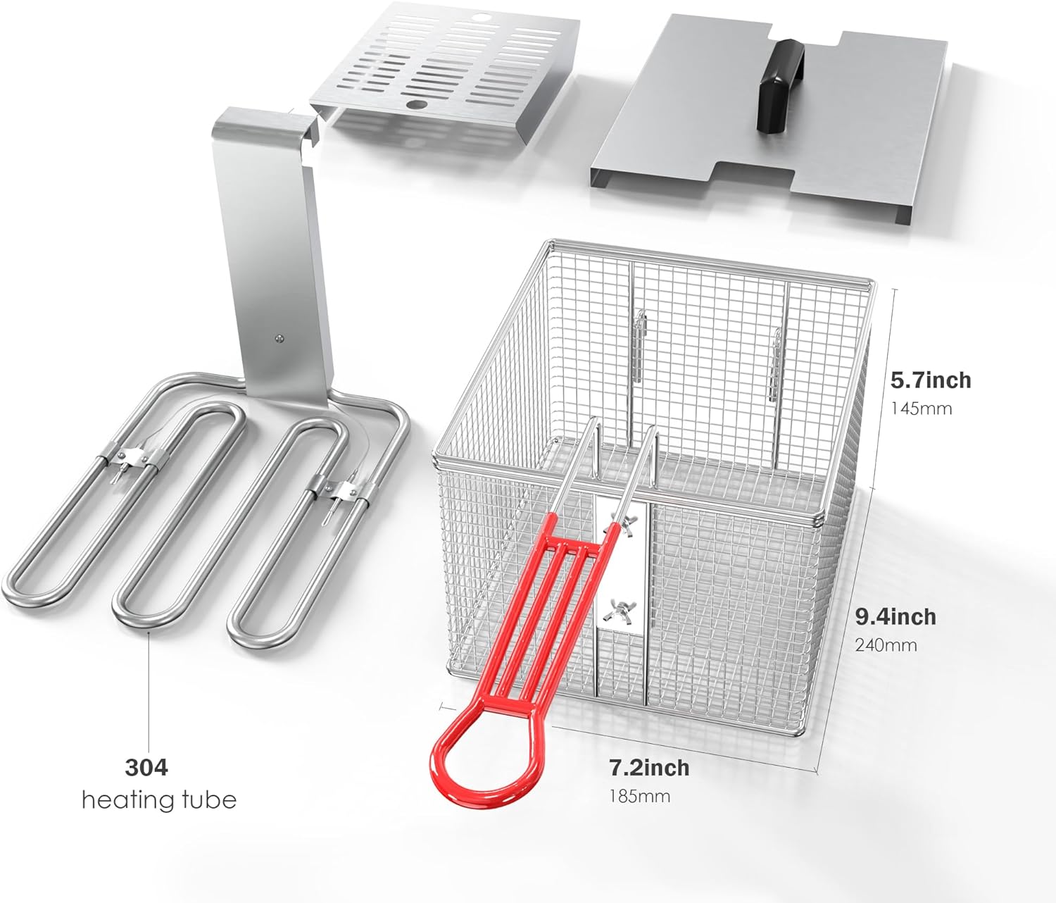 EGGKITPO Fritteuse 12 l Große elektrische Fritteuse mit Ölablass und Timer Fritteuse mit Korb und Deckel Edelstahl-Tischfritteuse Gewerbliche Fritteuse für Restaurants und die Küche 220V 3000W