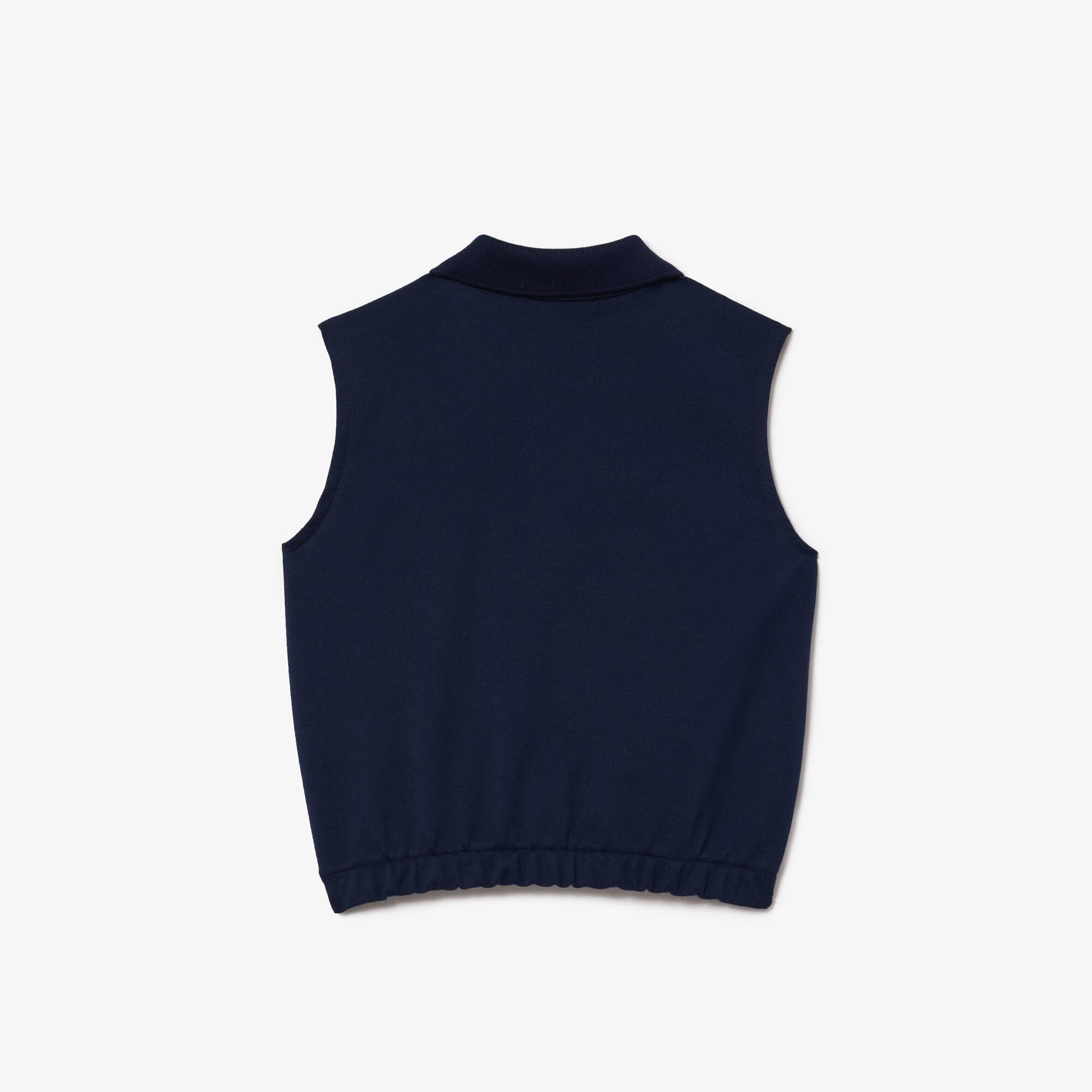Polo sans manche fille Lacoste en mini piqué de coton Polos - Bleu - Lacoste - Fille