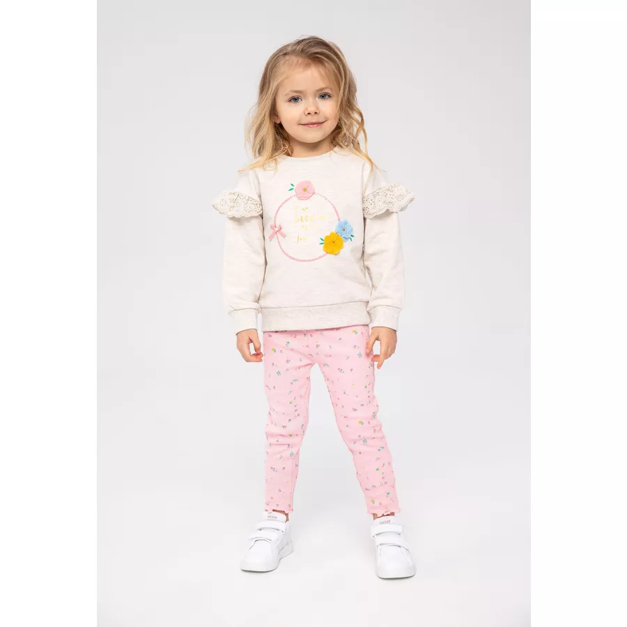 MINOTI Sweatshirt und Leggings Set Beige MeliertHellrosa