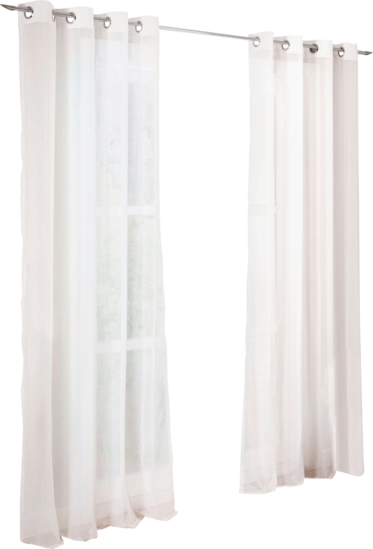 my home Gardine »Malin« Ösen 2 Stk. tlg. halbtransparent, Gardine, 2-er Set