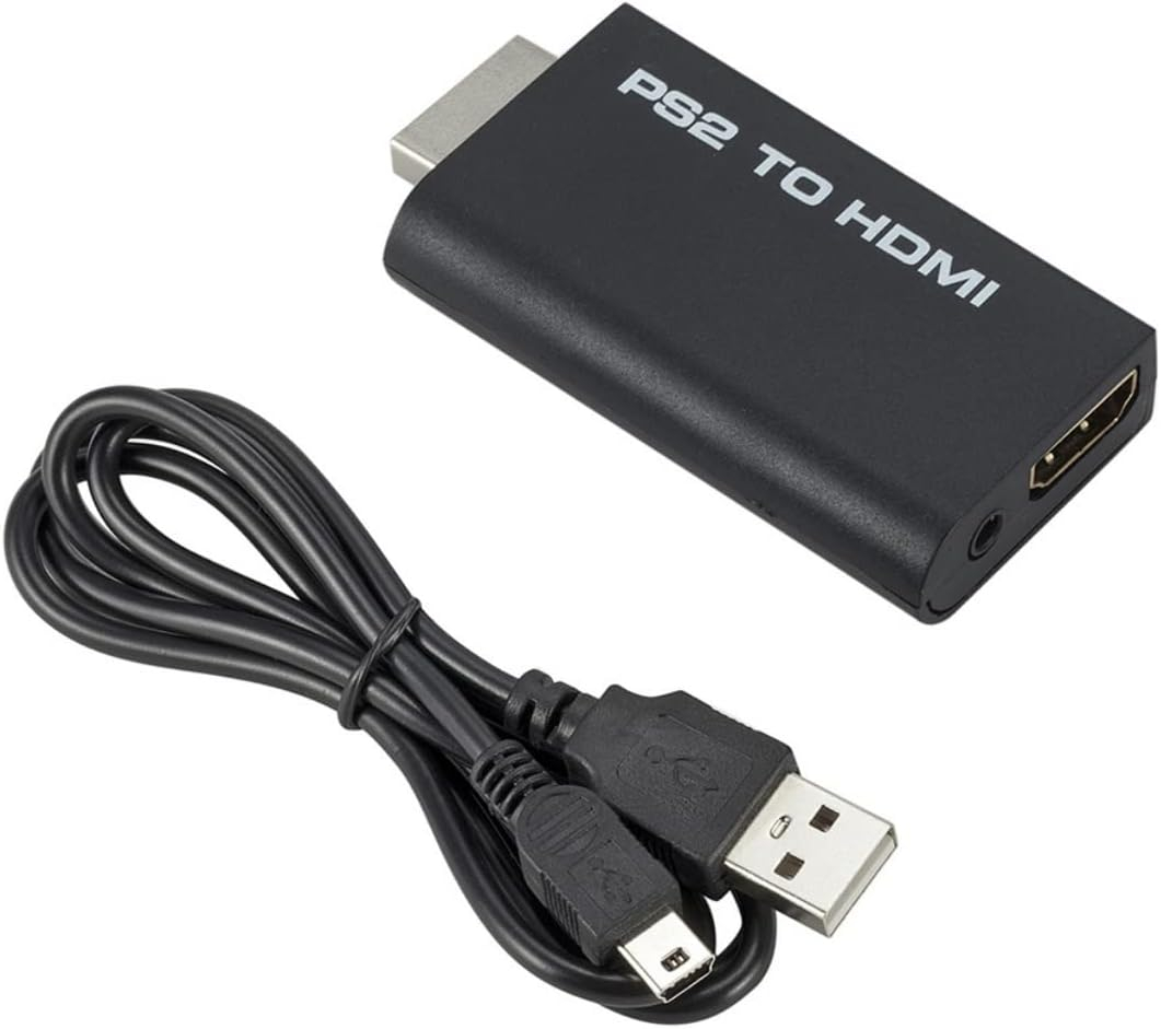 PlayStation 2 PS2 HDMI Konverter Adapter Full HD (1080i) mit 3.5mm Audio Ausgang - Schwarz