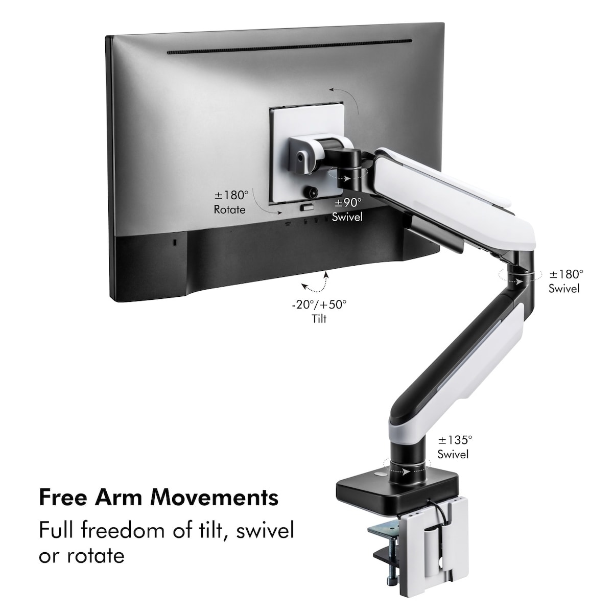 LogiLink Gaming-monitorarm 17-32 med belysning  Svart/Vit