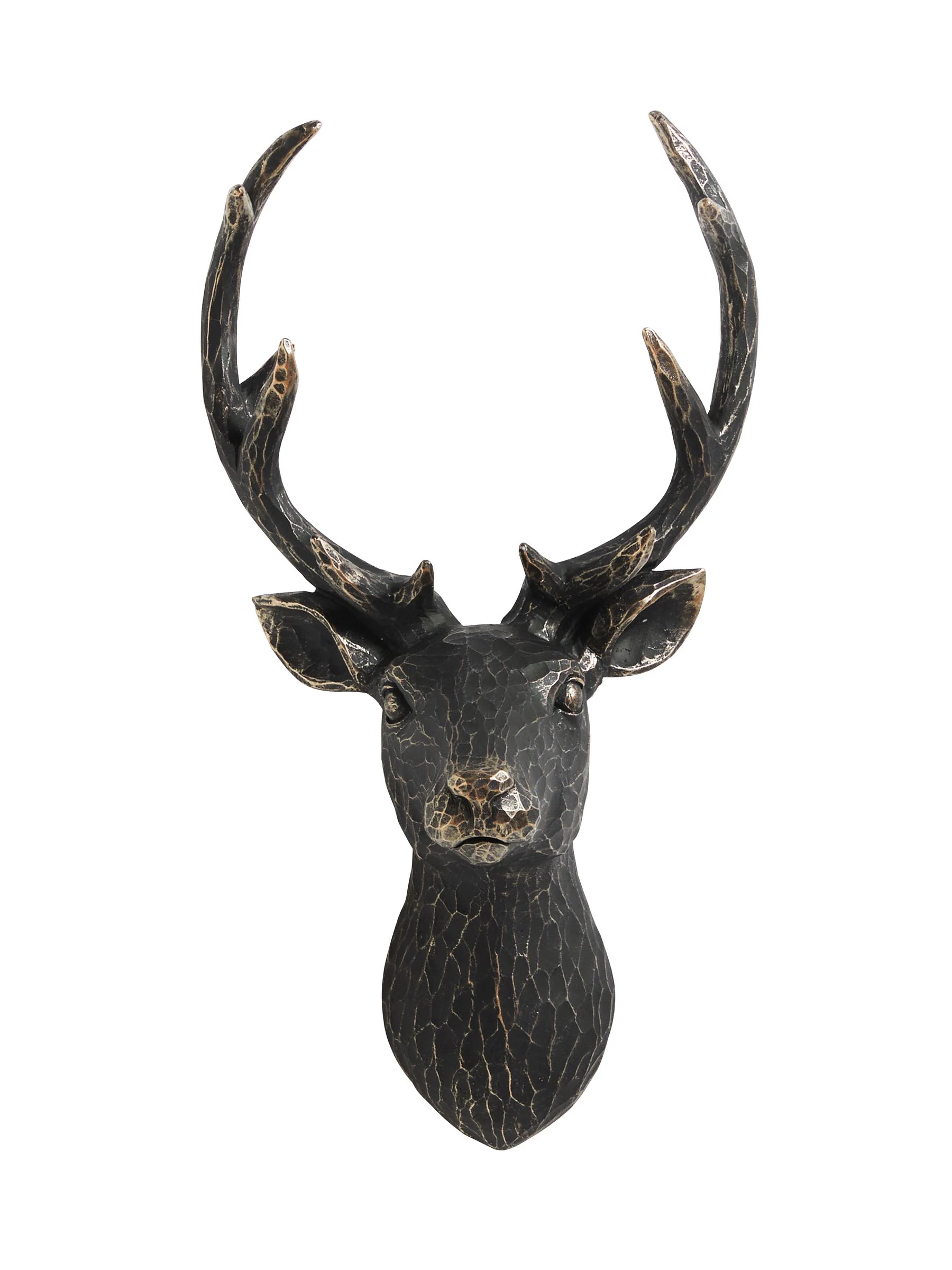 3D wanddecoratie van hert met metalen effect