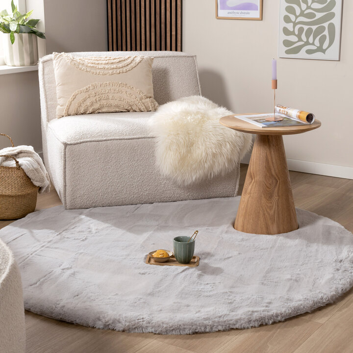 Rond Hoogpolig vloerkleed - Comfy Supreme Grijs