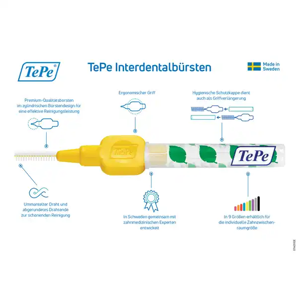 Interdentalbürsten Gelb, ISO 4, 0,7 mm, 8 Stück
