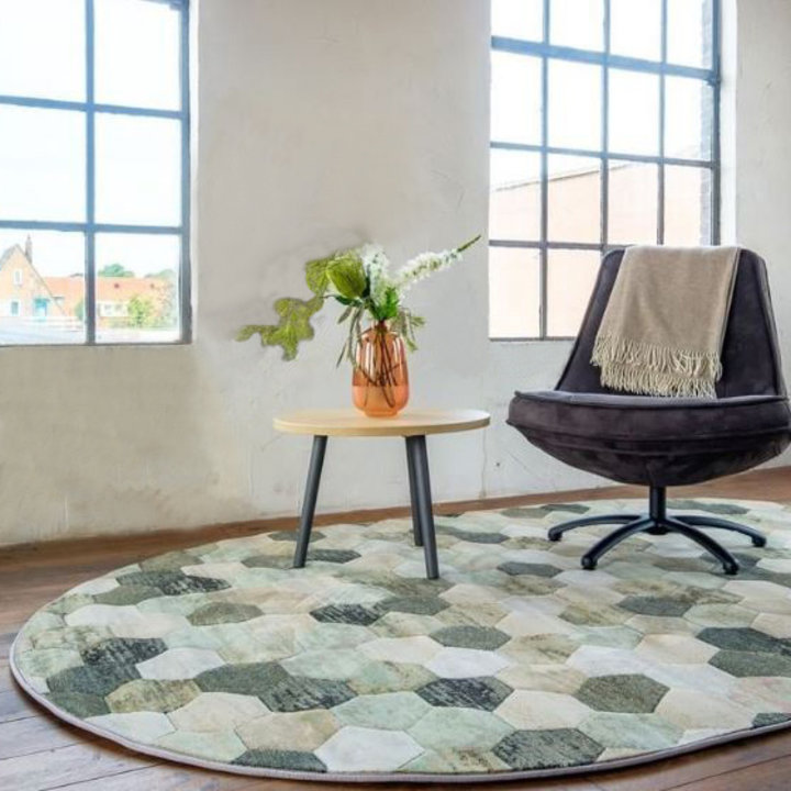 Ovaal modern vloerkleed - Amado Groen 6444 | Kleur