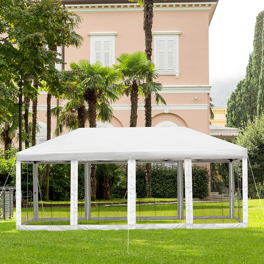 Outsunny Pop-Up-Pavillon zusammenfaltbar cremeweiß