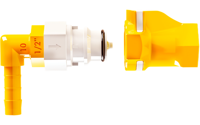Lilie Push-and-Connect Ventiladapter Schnellkupplung Weissgelb inkl. Absperrfunktion