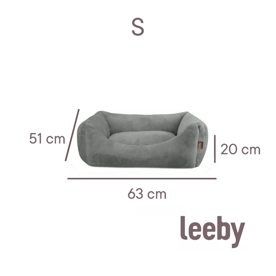 Cama para cães Leeby em veludo cinza macio