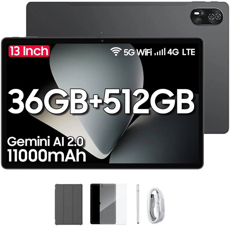 Blackview MEGA 8 - Tablet - Grijs - 13 inch - 512 GB - 12 GB RAM - 4G