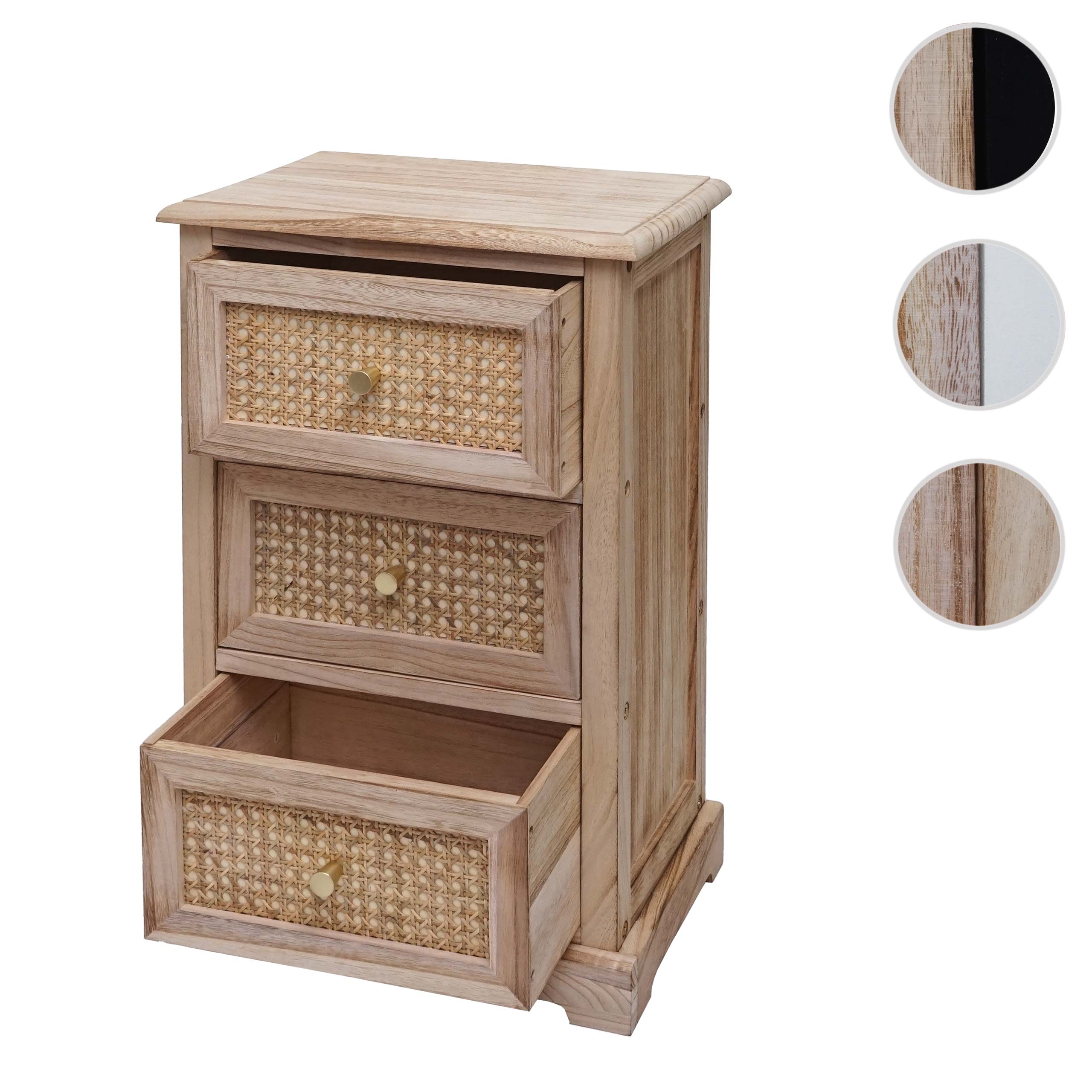 Kommode MCW-K87, Schubladenschrank Schrank, Holz Rattan 63x40x28cm ~ naturfarben