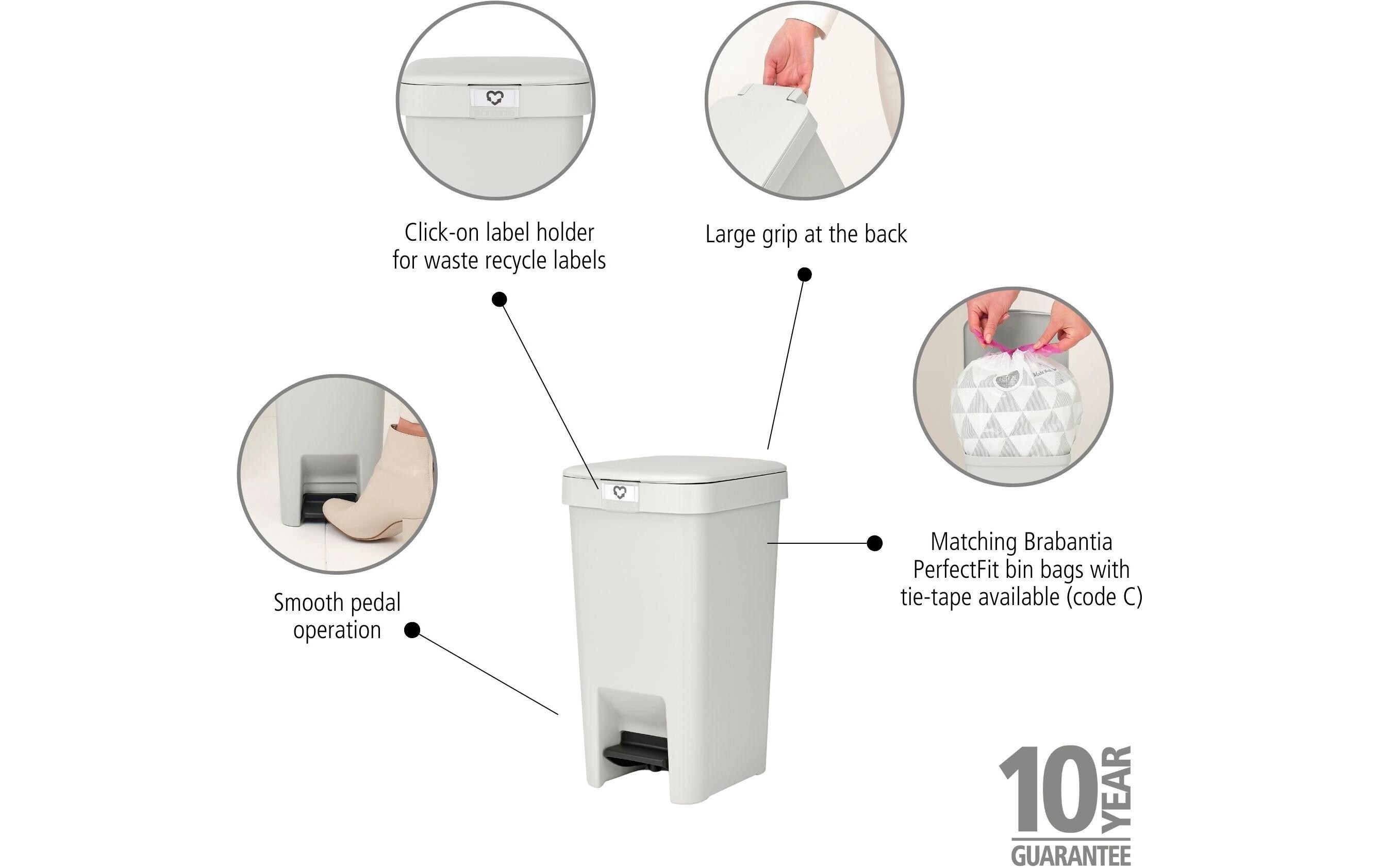 Recyclingbehälter StepUp 10 l, HellgrauTreteimer für Recyclingmaterialien