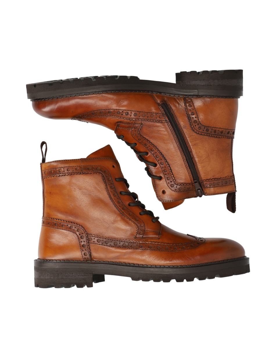 Glattleder Schnürstiefelette