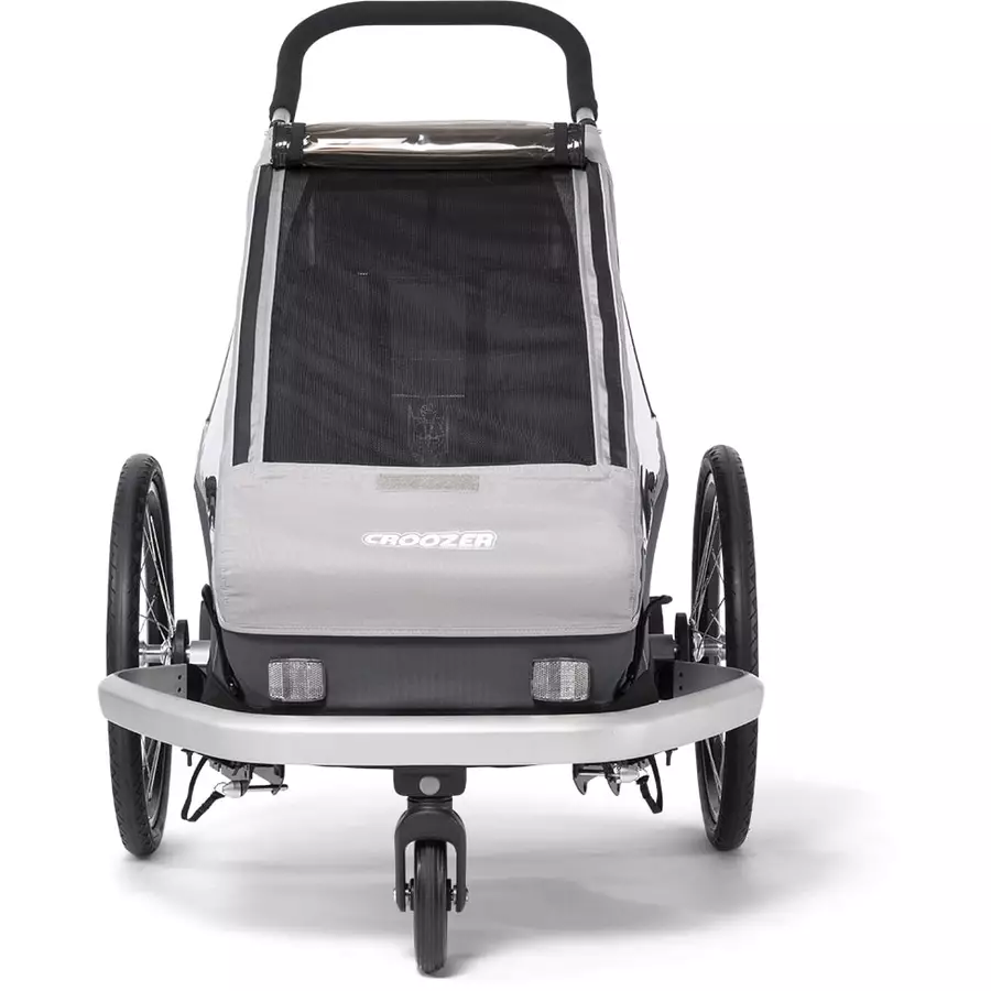 CROOZER Kinderfahrradanhänger Kid Keeke 1 Stone Grey inklusive Fußraumschutzwanne