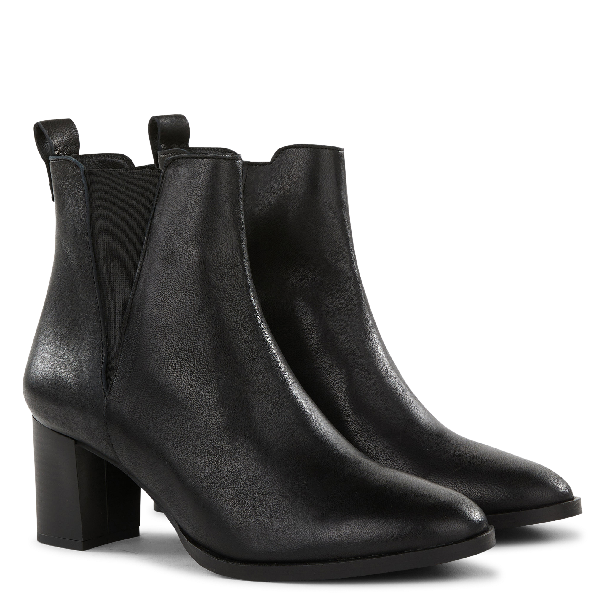 JINGA - Bottines à talons en cuir | Noir