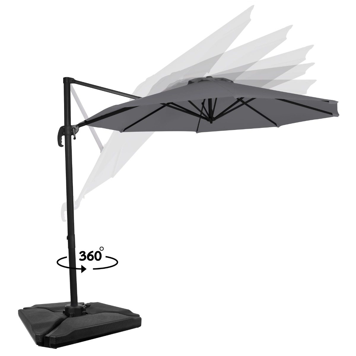 Vonroc Bardoline 300 zweefparasol met 4 vulbare tegels - Grey