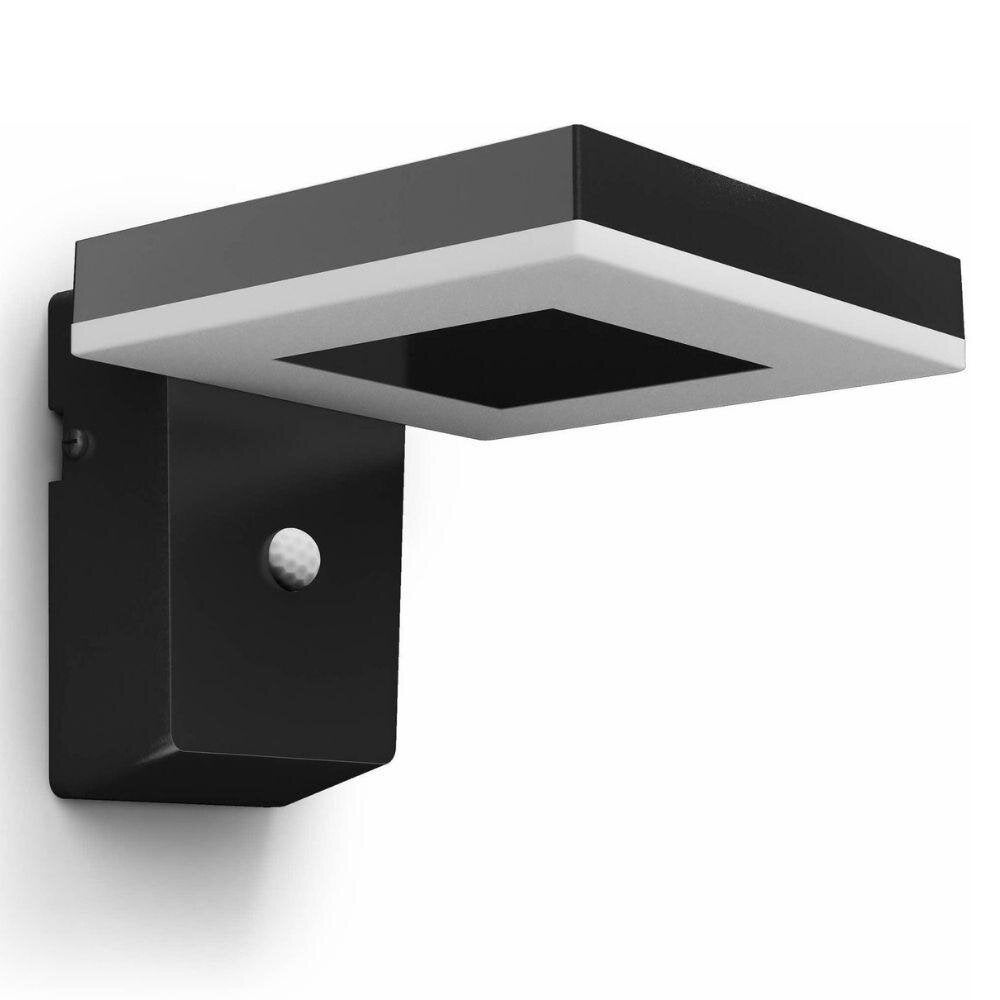 LED Solar Wandlamp Zonal in Zwart en Wit 1,3W 250lm IP44 met Bewegingsmelder en Schemersensor, Vierkant