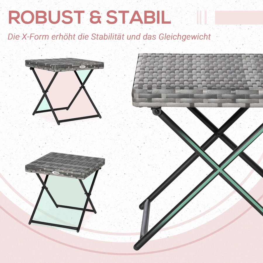 Outsunny Polyrattan Gartentisch klappbar grau