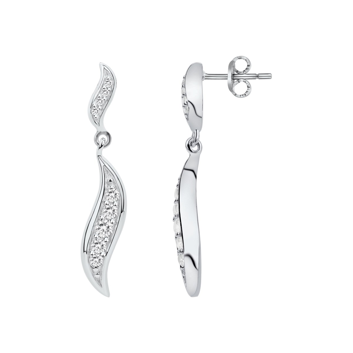 Boucles d'oreilles pendantes en Argent avec oxyde de zirconium blanc