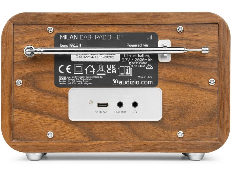 Audizio DAB  Radio Milan Dunkelbraun/Silber Kompaktes DAB  Radio mit Akku