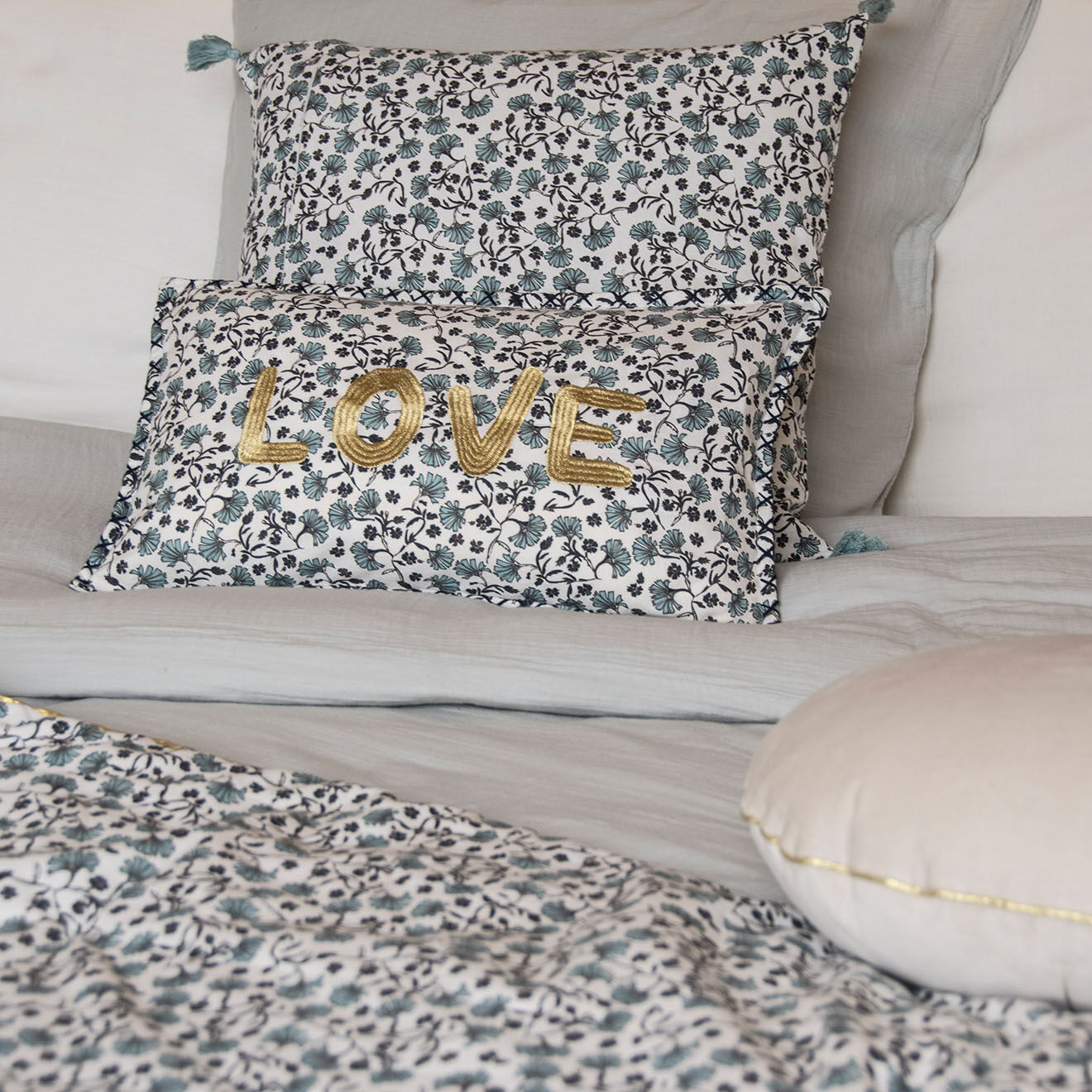 Febronie Housse de coussin Delhi bleue - 50x50 cm