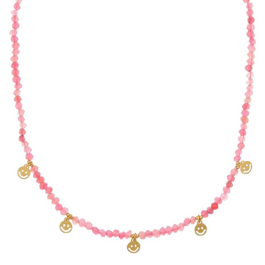 Orelia Jewellery Fuchsia Bead & Smiley Charm Necklace