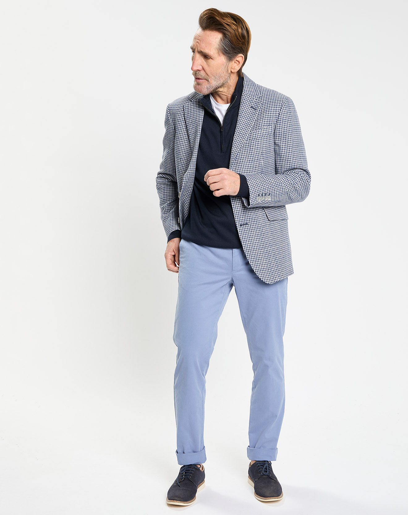 Hackett London Veste à imprimé pied-de-poule bleue