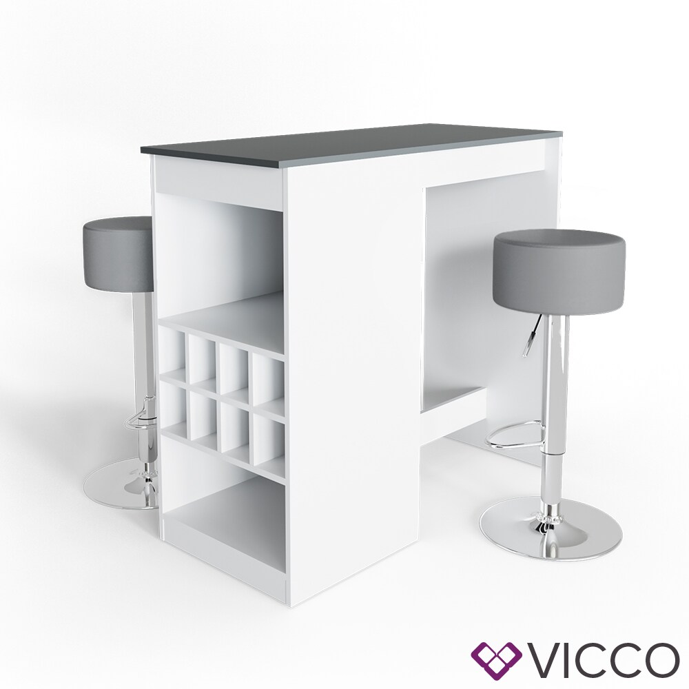 VICCO Bartisch ROSS Weiß Bartresen Stehtisch Tresentisch Bistrotisch Tisch inkl. Barhocker