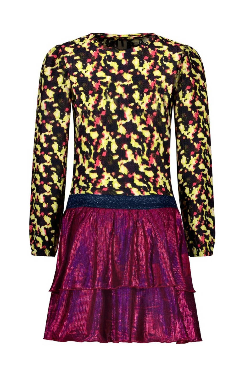 B.Nosy jurk Daisy met all over print paars/neongroen