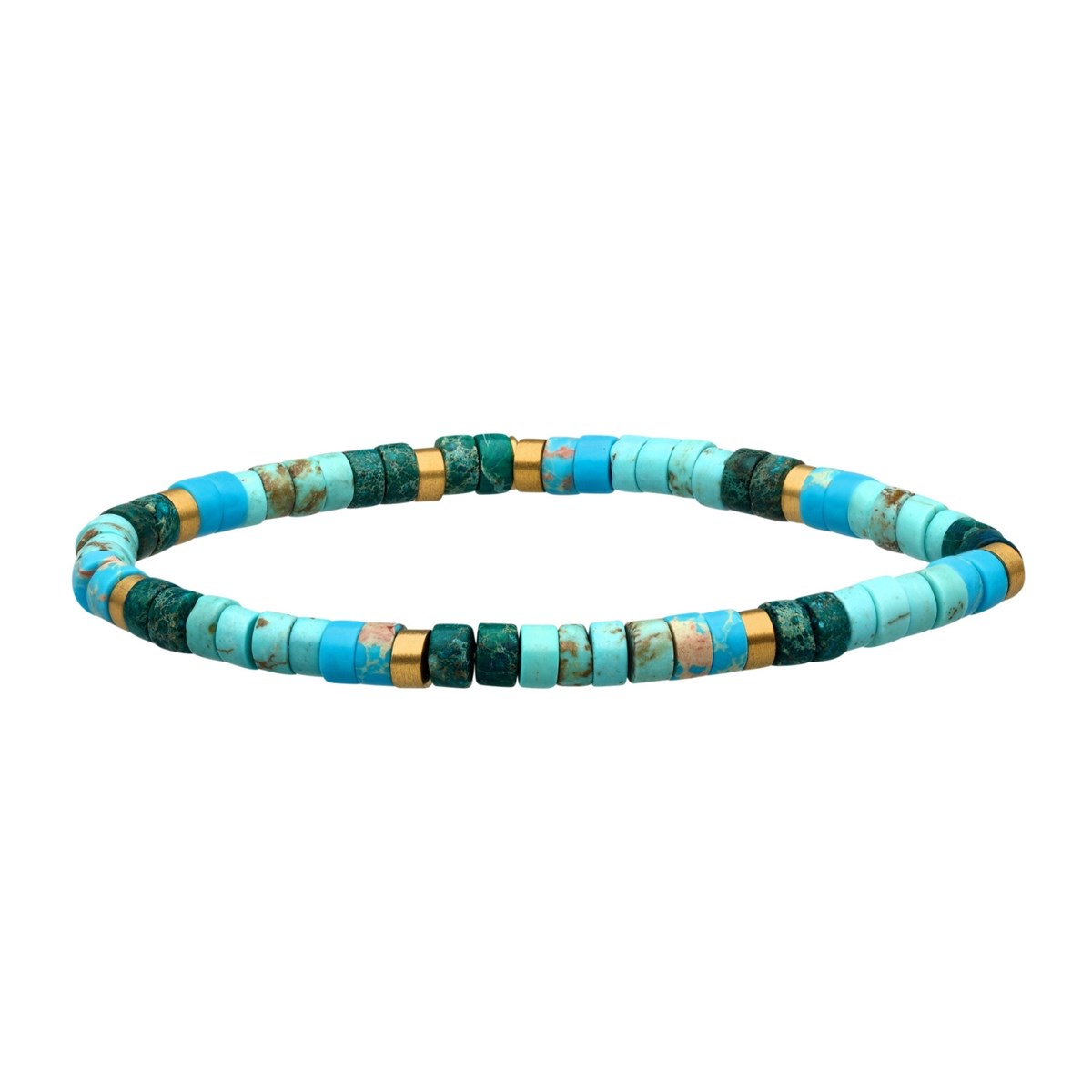 Bracelet Perles Heishi 4 Mm Turquoise Jaspe Vert Et Bleu-Small-16cm