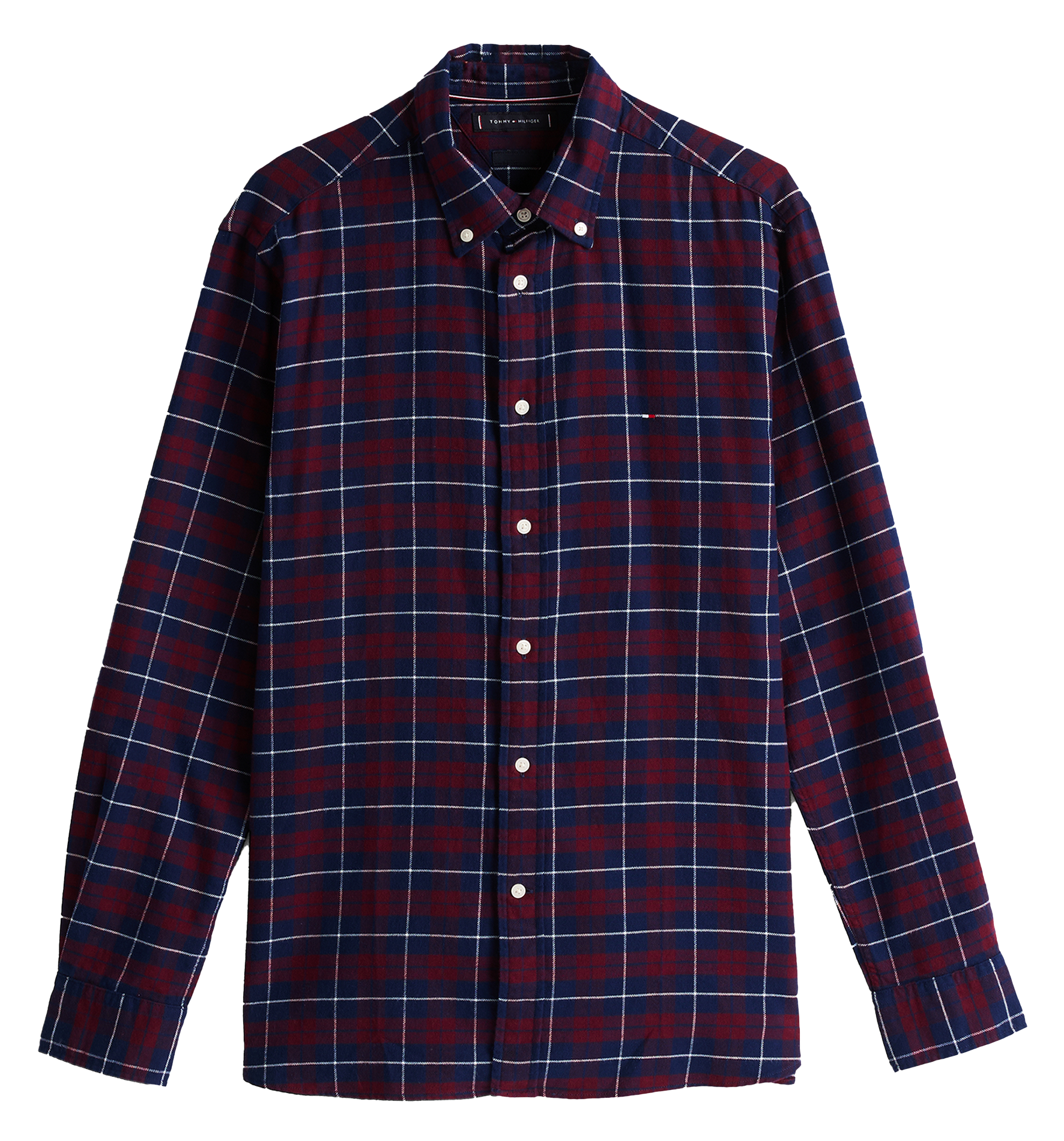 Chemise droite col classique en coton | Rouge