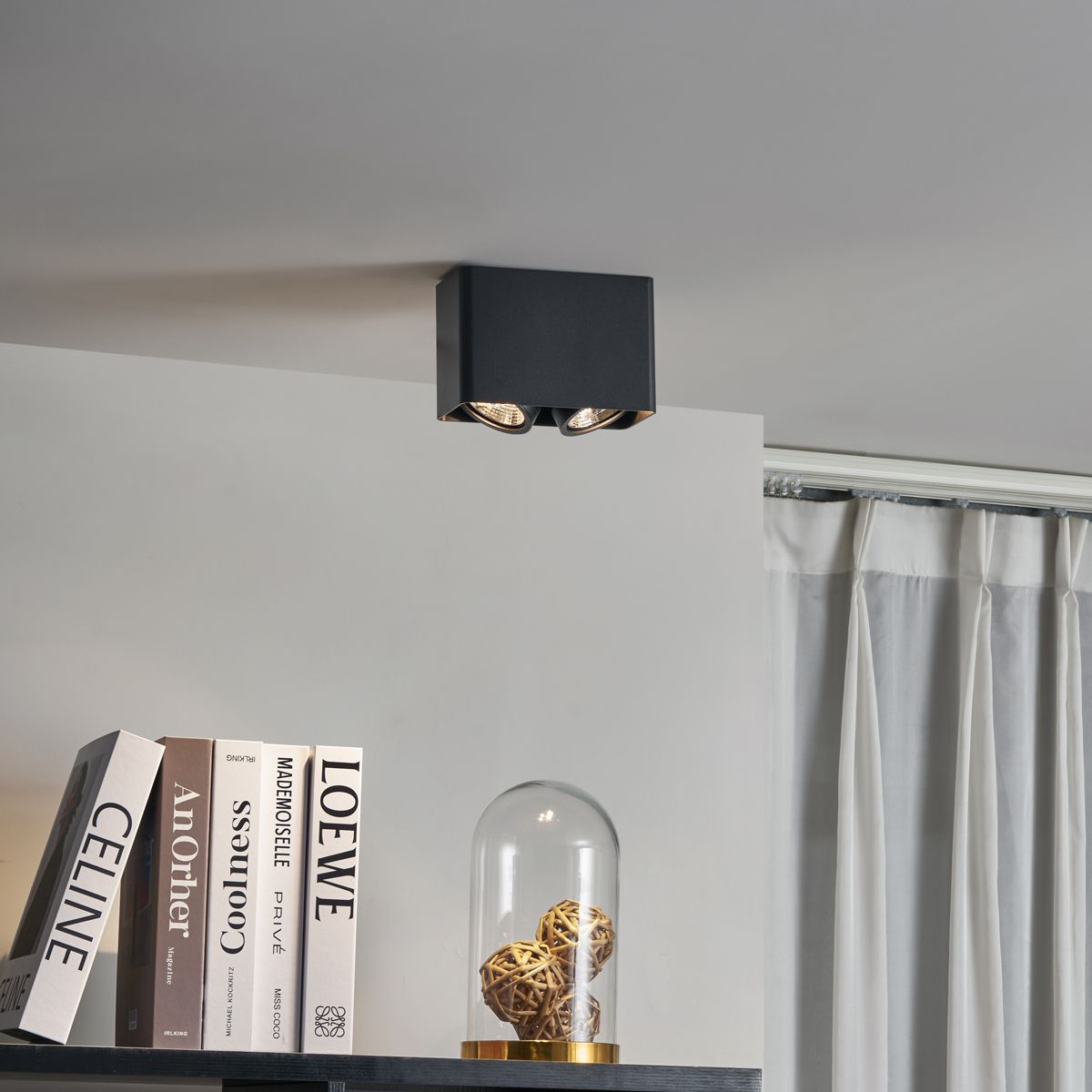 Design opbouwspot zwart GU10 70mm 2-lichts draai- en kantelbaar - Vox