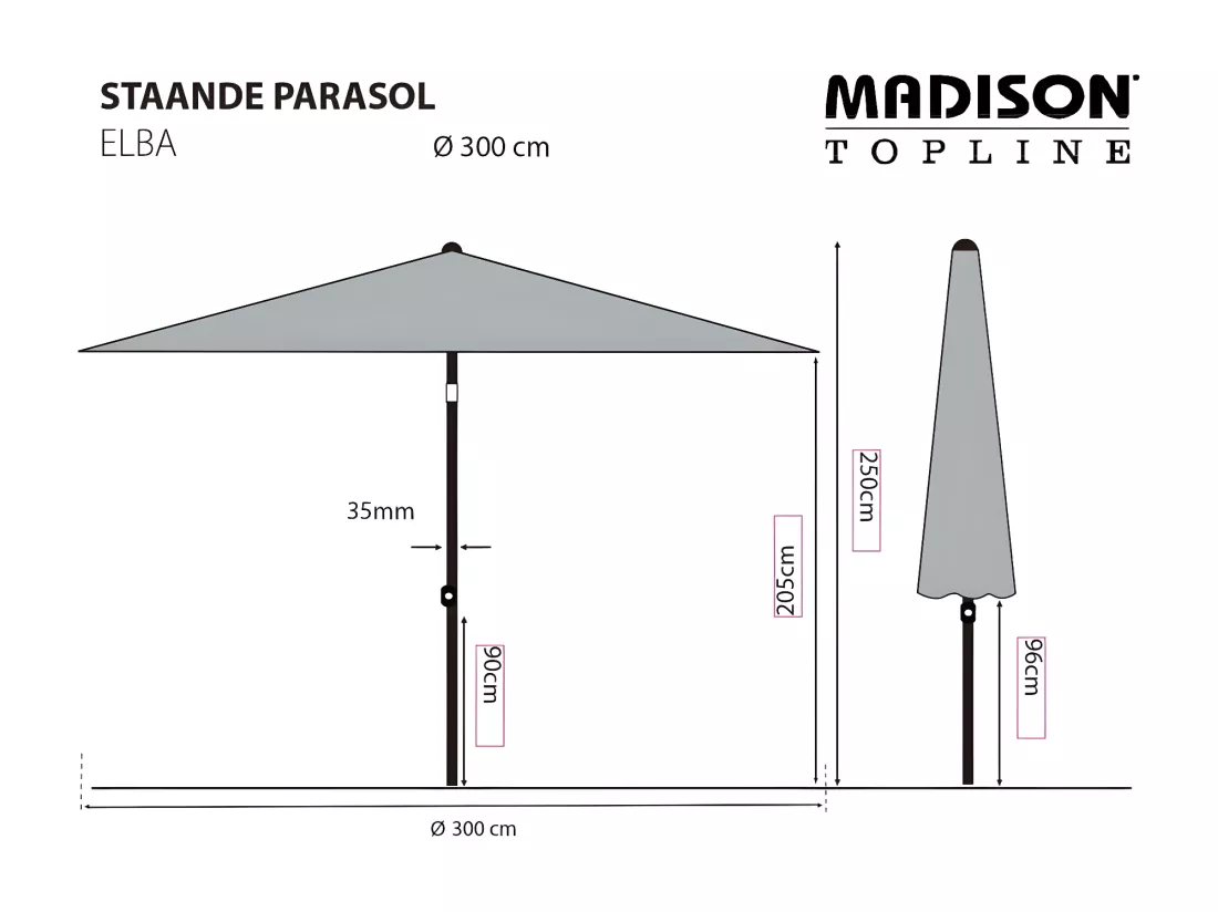 Parasol Elba 300 cm vert