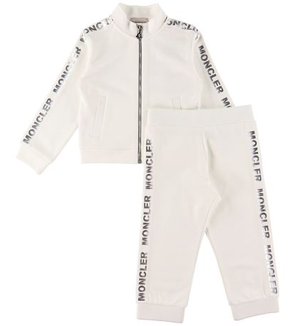 Moncler Sweats?t - Cardigan/Sweatpants - Hvid m. Sølv