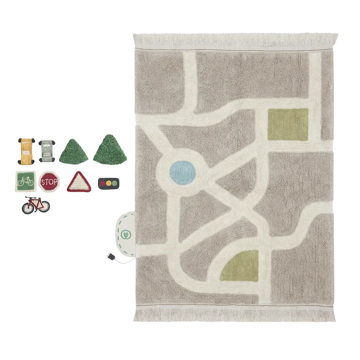 Lorena Canals - Eco-City Spielteppich mit Spielzubehör, 120 x 170 cm, grau