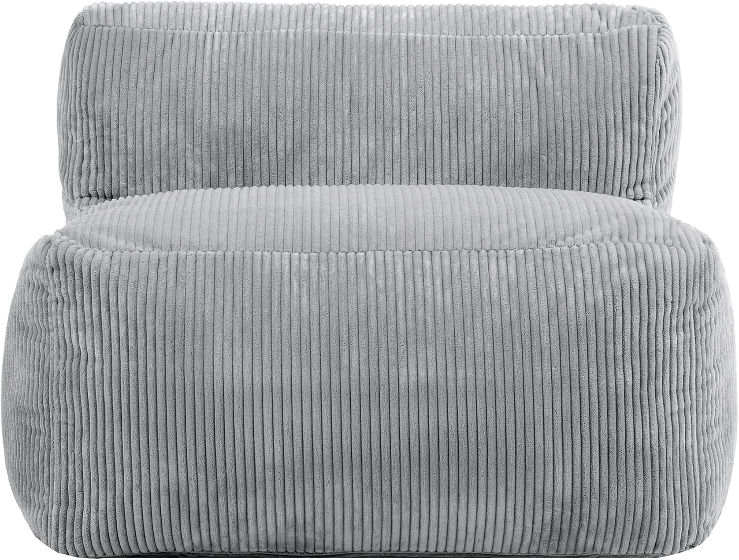 Icon Zen Sitzsack und Hocker, Modular Sofa für Erwachsene, Grau, Flauschiger Cordstoff, Ecksofa, Bequemer Bean Bag Sofa mit Schaumstoff Füllung, Relaxsessel, Lounge, Wohnzimmer Möbel