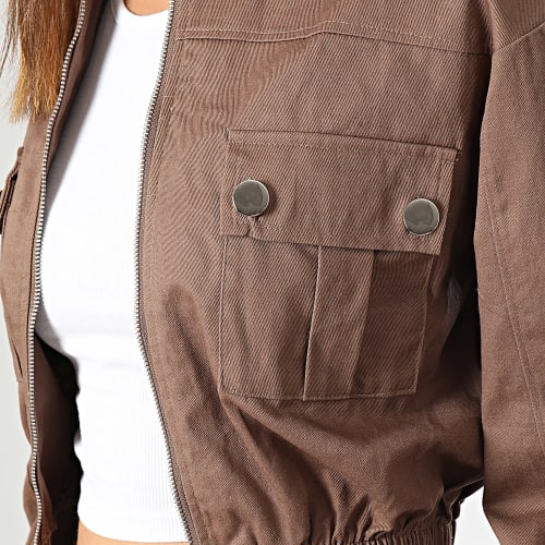 Ensemble Veste Zippée Et Pantalon Cargo Femme Marron