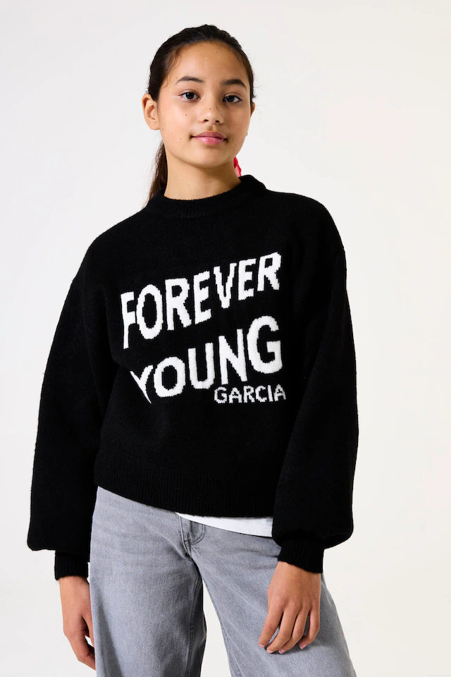 Garcia Rundhalspullover , mit Schriftzug for GIRLS