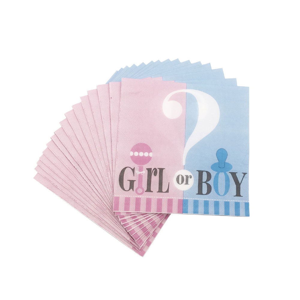 (34-tlg. Set) Einweg Geschirr Baby Shower / Gender Reveal Party Tisch Deko   Girlande - Boy or Girl