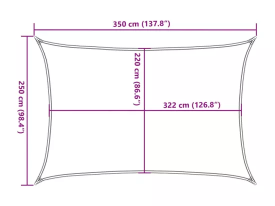 Voile d'ombrage gris clair 3,5x2,5 m 100% polyester oxford