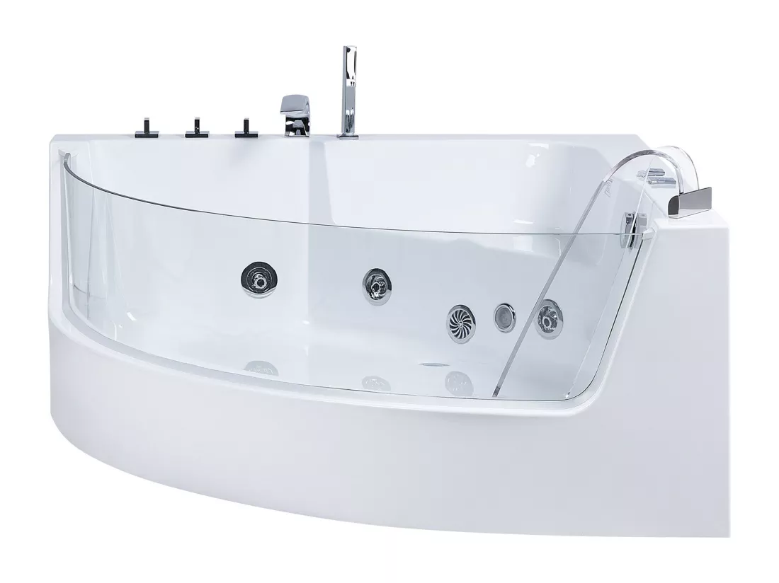 Baignoire d'angle blanche 190 x 135 cm avec LED MARINA